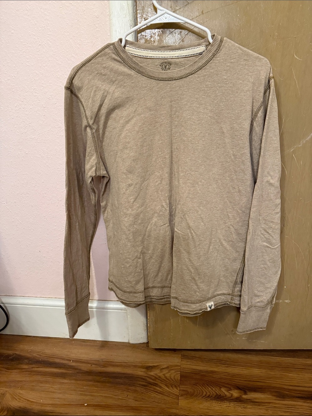Women's Long Sleeve Crewneck Tee - Taupe